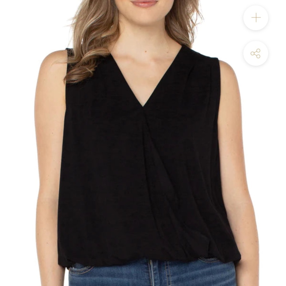 Liverpool Los Angeles Black Drape Front Sleeveless Top XL